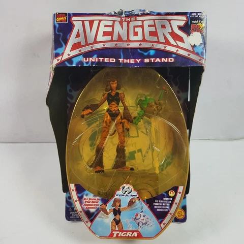 1999 THE AVENGERS UNITED THEY STAND TIGRA  FIGURE W/DRONE & CLAWING ACTION.  114 Cover