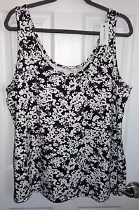 NEW Lane Bryant Tank Top Size 18/20 Black & White Floral Soft Modal Cotton Blend - Picture 1 of 7
