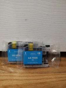 2 Pk LC103C XL Cyan Ink Cartridge for Brother DCP-J152W MFC-J875DW MFC-J285DW - Picture 1 of 3