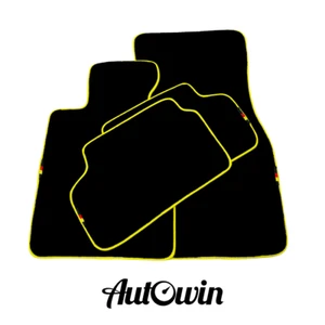 AutoWin Brand Black Floor Mats for BMW 7 Series E66 Long (2001-2008) Yellow Trim - Picture 1 of 13