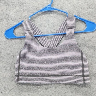 Sujetador deportivo Lululemon para mujer 6 pulóver rosa gris a rayas Foto 1 de 4