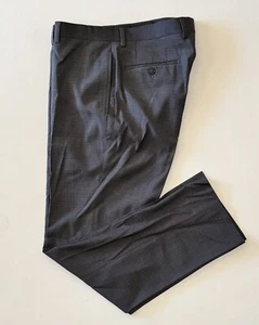 Calvin Klein Grey Check Stripe Stretch Slim Fit Tapered Flat Front Pant 34 X 30￼ - Picture 1 of 6