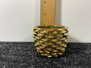 Avon holiday candle holder, 2" diameter x 2" deep.   Gold color. - Picture 1 of 3