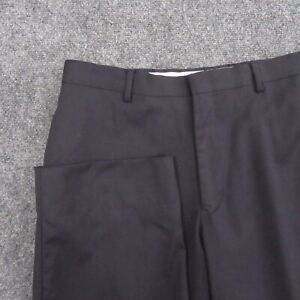 Mens Dress Pants Size 34 x 30 Blue 100% Worsted Wool Lined Flat Front Pocket