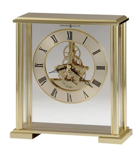 645-622 BRASS AND POLISHED BRASS FINISHED HOWARD MILLER TABLE/SKELETON CLOCK - Picture 1 of 1