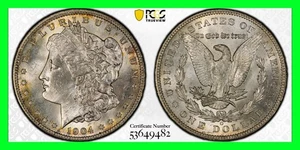 Silber-Dollar-Münze Morgan 1904-O - Original PCGS MS-64 - leichte Tönung  - Bild 1 von 5