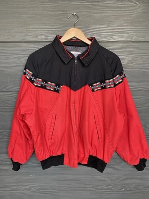 Chaqueta de bombardero de colección Express Riders para hombre roja azteca forrada con manta XL EE. UU. Hecha ATV Foto 1 de 4