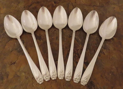 Juego de 7 cucharas soperas ovaladas IS Daffodil 1847 placa de plata lote de cubiertos de colección G Foto 1 de 4