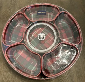 Tommy Bahama Scotch Plaid Lazy Susan Set, Red Tartan 6 Bowls - Bild 1 von 7