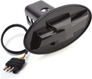 Chevy LED Hitch Receiver Cover Lighted Tow Plug Black – Official Licensed GM - Foto 1 di 7