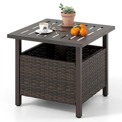 Outdoor Side Table w/1.93" Umbrella Hole Zinc-iron Alloy Tabletop for Poolside - Image 1 of 4
