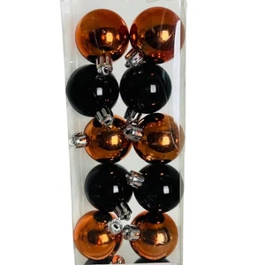 Way to Celebrate Halloween Mini Shatter Proof Ornaments Set of 12 Orange Black - Picture 1 of 2