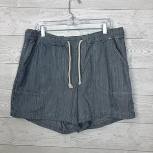 J Crew Damen Kordelzug Denim Shorts in Eisenbahn Streifen Taschen Waschung Größe 31 - Bild 1 von 4