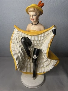 RARE Vintage NAPCO 1956 Can-Can Dancer French Paris Yellow Dress 10.5" Porcelain - Bild 1 von 10