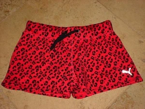 NWT PUMA GIRLS LEOPARD PRINT ATHLETIC FITNESS JOGGING RUNNING SHORTS PINK SZ M - Picture 1 of 1