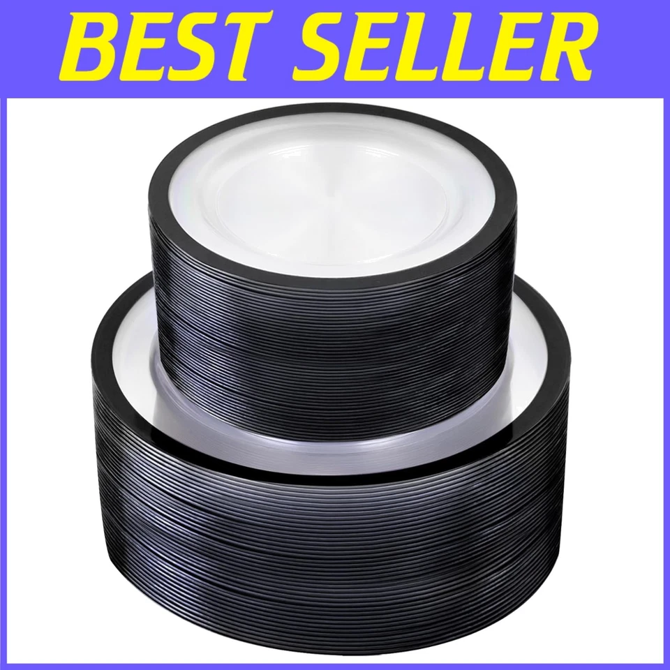 Elegantes platos de fiesta negros transparentes - 10" cena, 7" postre Foto 1 de 4