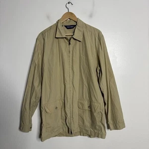 Polo Golf Ralph Lauren Windbreaker Jacket Large Mens Beige Solid Vintage Action - Picture 1 of 8