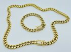 Vintage Heavy Chunky 14K Gold Plated Curb Chain Necklace Bracelet Set 24? Long