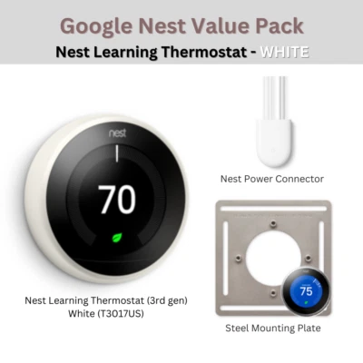WHITE Pack: Nest Learning Thermostat 3rd gen + Power Connector - Image 1 of 4
