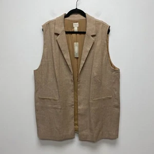 Chicos Womens Neutral Brown Clean Linen Open Front Sleeveless Vest Jacket 4 XXL - Picture 1 of 7