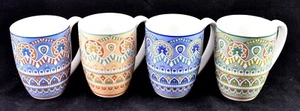 Juego de 4 tazas de café de porcelana Vancasso Mandala de 12 onzas - Imagen 1 de 5