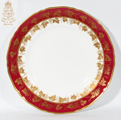 Plato de pan y mantequilla Royal Worcester rojo Arundel borde dorado 6" Foto 1 de 4