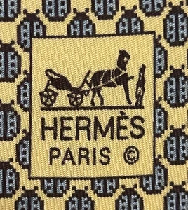 HERMES TIE 5569 MA Yellow Ladybugs new without tags - Picture 1 of 6