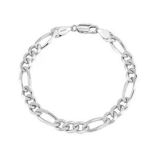 Solid 925 Sterling Silver 5MM Figaro Chain Bracelet for Women Teen & Men 7.5" IN - Picture 1 of 9