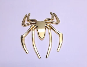 SPIDER 3D CAR EMBLEM STICKER DECAL HEAVY DUTY DIE CAST METAL GOLD FINISH - Picture 1 of 8