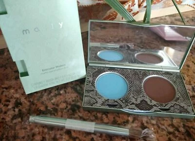 Mally Evercolor MODERN MATTE EYESHADOW Duo EARTH Brown & SKY Blue + BRUSH Boxed! - Image 1 of 4