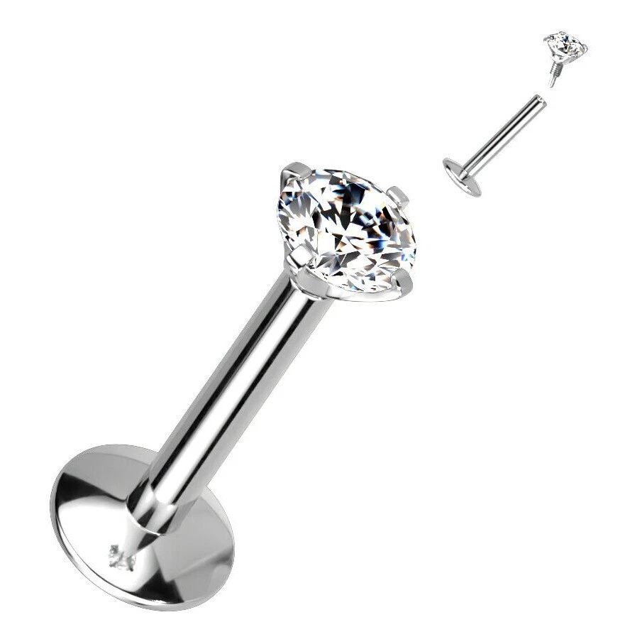 Juego de puntas de cristal de titanio de grado implante barra cartílago pendiente parte posterior plana G23 K38 Foto 1 de 1