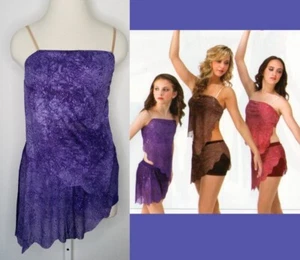 Mirage PURPLE Dance Costume Glitter Bib Top & Skirted Shorts Adult Medium New - Picture 1 of 6