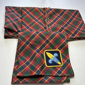 BSA 4 Webelos Plaid Neckerchiefs 3 Blank 1 W/ Webelos Emblem Patch SB-836 - Picture 1 of 7