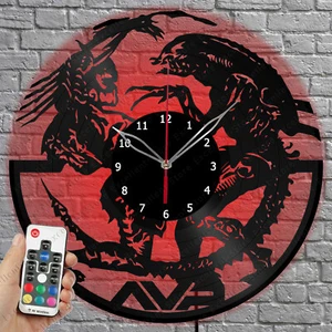 Horloge LED vinyle Alien vs Predator lumière vinyle disque horloge murale décoration maison 1019 - Photo 1/11