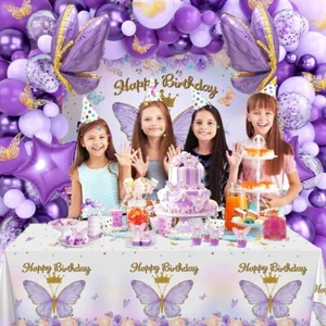 Purple Butterfly Birthday Decoration set - Girls Birthday Decoration Set - Picture 1 of 6