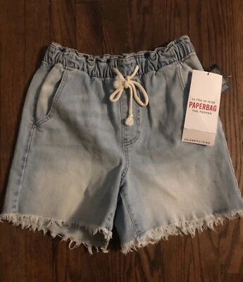 XS Celebrity Pink Ultra Hi-Rise Paperbag ‘Pepper’ Draw Strong Denim Jean Shorts - Image 1 of 4