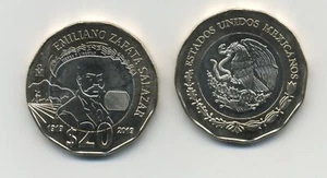 Mexiko 20 Pesos 2019, Zapata bi-metallische KM neue UNC-Münze unzirkuliert - Bild 1 von 3