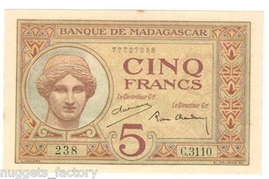 5 Francs Madagascar P-35-2 de 1937 a 1947 SPL ( 060 ) - Picture 1 of 2