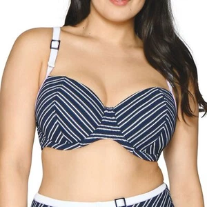 Traje de baño curvilíneo Kate Marinero Niña Balcón Acolchado con cable Top Rayas Marinas - Imagen 1 de 2