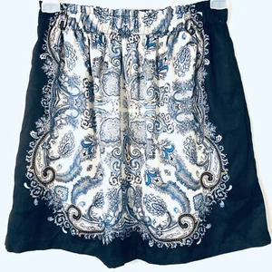 H&M Womens Blue Multi-color Paisley Print Sz M Elastic Waist Mini Skirt Pockets - Picture 1 of 6