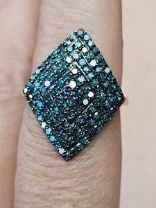 Anillo de diamantes azules de oro de 9 quilates talla O (2,62 g) est 1,00 quilates - Imagen 1 de 13