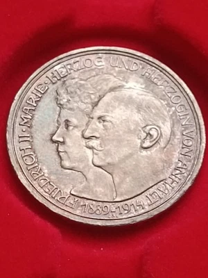 Kaiserreich Anhalt 3 Mark 1914 A Silberhochzeit vz Jäger 24 - Bild 1 von 4