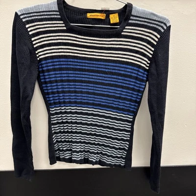 Camisa De Colección Años 90 Rayas Azul Asfalto Patinadora Niña EE. UU. Y2K Algodón Manga Larga Foto 1 de 4