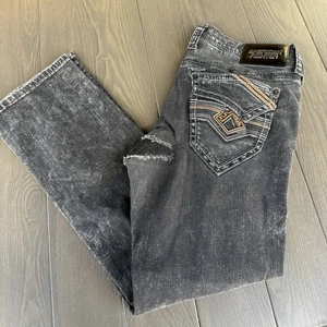 Pantalones de mezclilla American Fighter para hombre 34x32 negros lavados rectos elásticos desgastados - Imagen 1 de 21