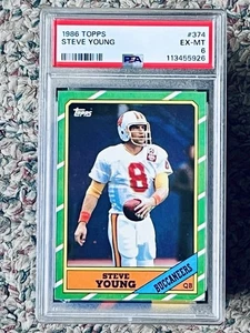 1986 TOPPS #374 STEVE YOUNG RC BUCCANEERS HOF PSA 6 - Picture 1 of 2