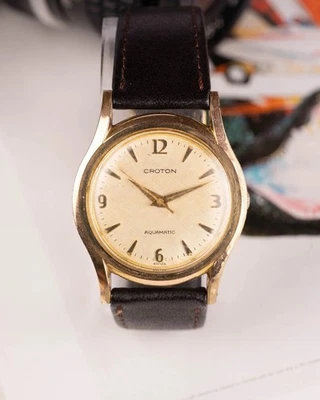 Reloj Hombre Croton Aquamatic Corona Oculta Años 50 Vintage Foto 1 de 4