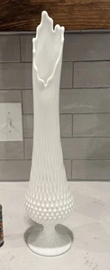 Vintage 21" White Milkglass Swung Vase Maybe Fenton - Picture 1 of 3