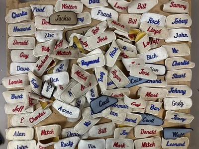 #7 WHOLESALE Vtg Lot 100 1970s Embroidered Cloth Name Uniform Patches - Image 1 of 4