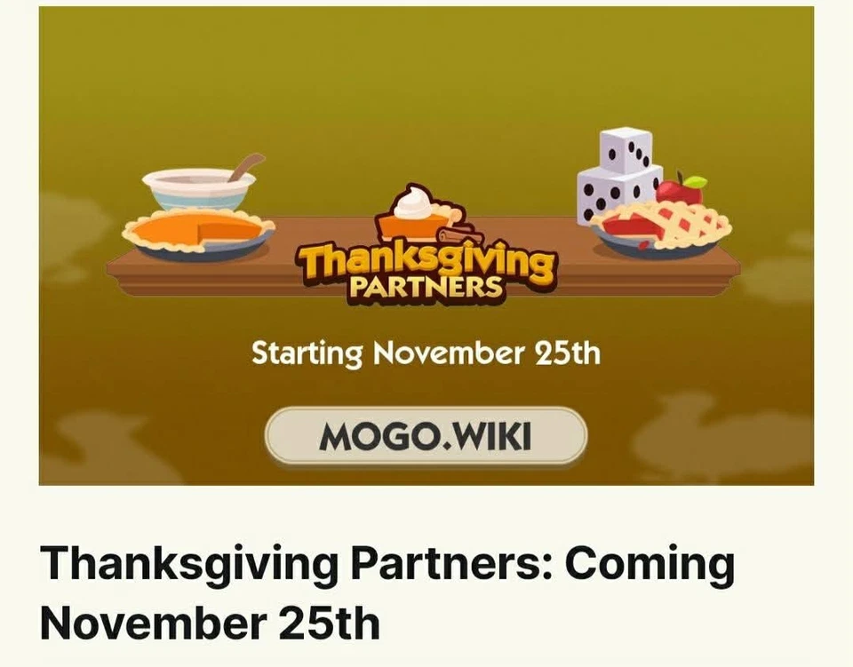 Parceiros de Ação de Graças -mono--go Partner Event 80kpoints - Imagem 1 de 1