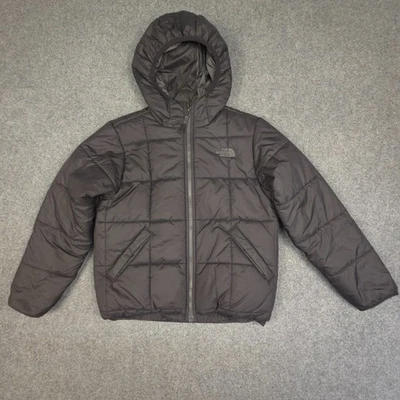 North Face Jacket kids MEDIUM Black Puffer Long Sleeve Hooded reversible Size M - Image 1 of 4